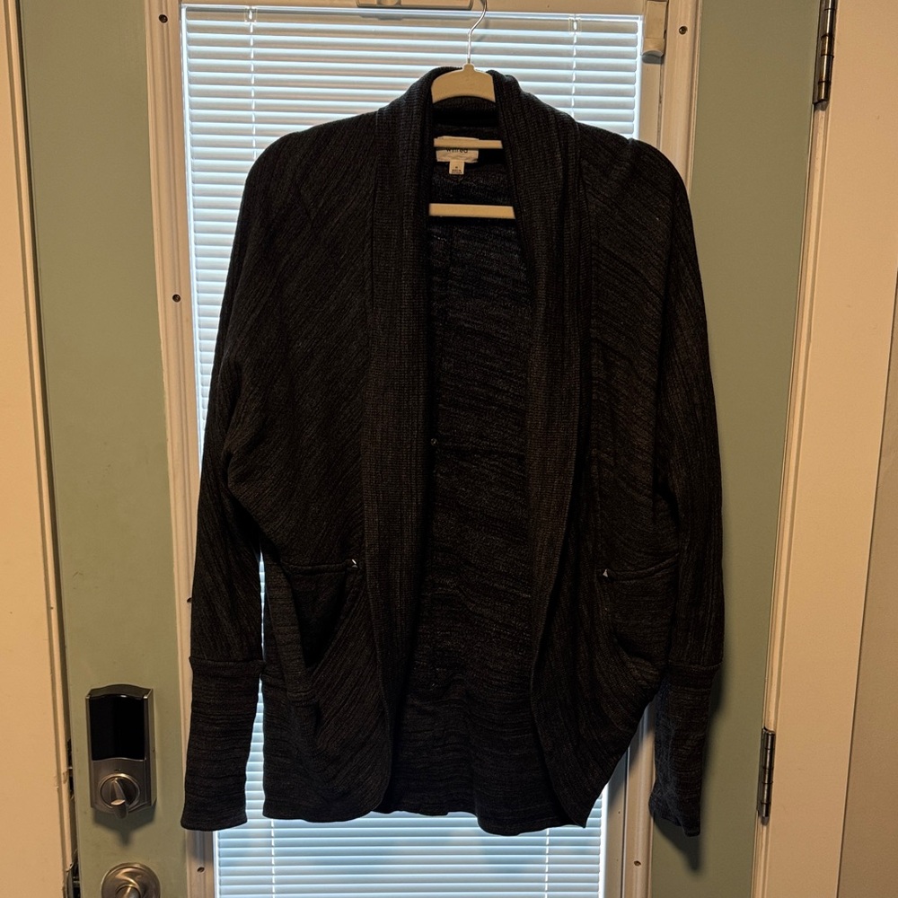 Wilfred Charcoal Ribbed Open-Front Cardigan